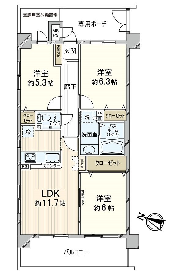西北边角房。是上层楼面、预先阶和无住戸的房间。
