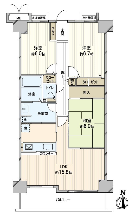Floor plan exclusive area: 3LDK of about 76.23 square meters