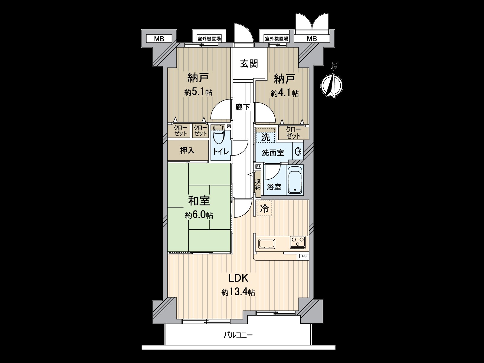 63.05 square meters of 1SSLDK