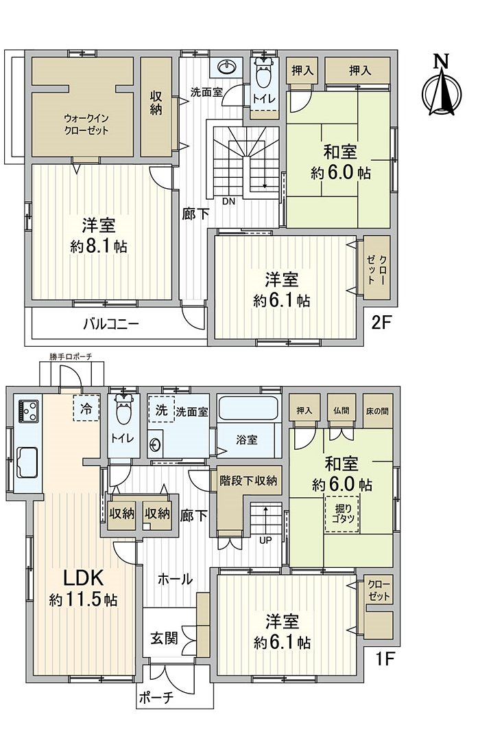 Plan of 129.13 square meters of total floor area, 5LDK