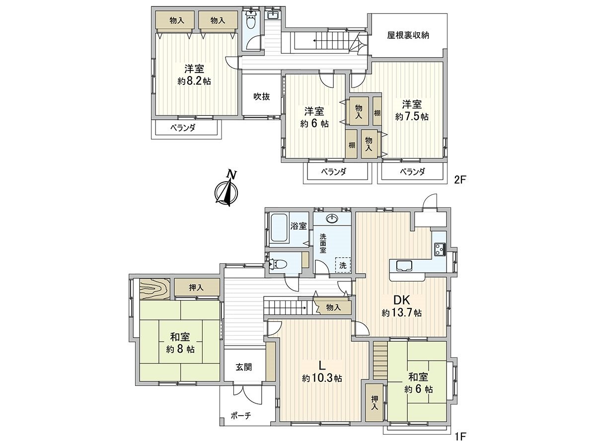 Plan of Land area 276.16 square meters ･ Total floor area 152.47 square meters ･ 5LDK