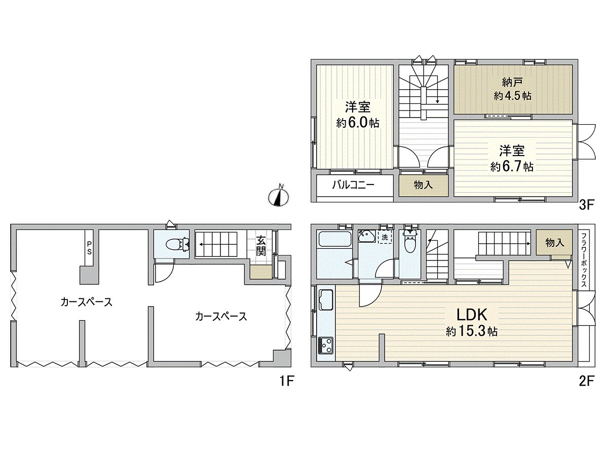 It is 2SLDK with a storeroom which is available as storage space