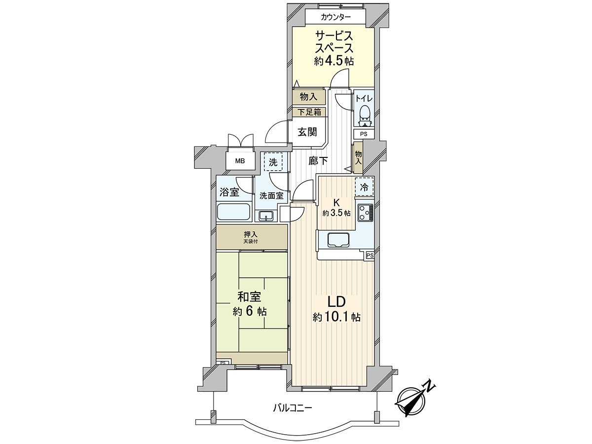 14-story bldg. 7th floor part, 1SLDK dwelling unit of the Southeast Orientation