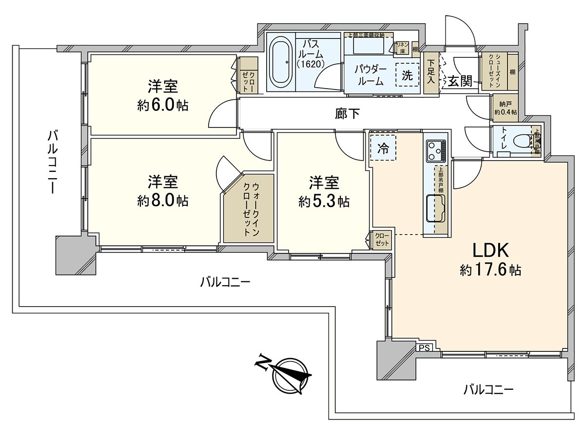 是嵌入式衣櫃的3LDK。