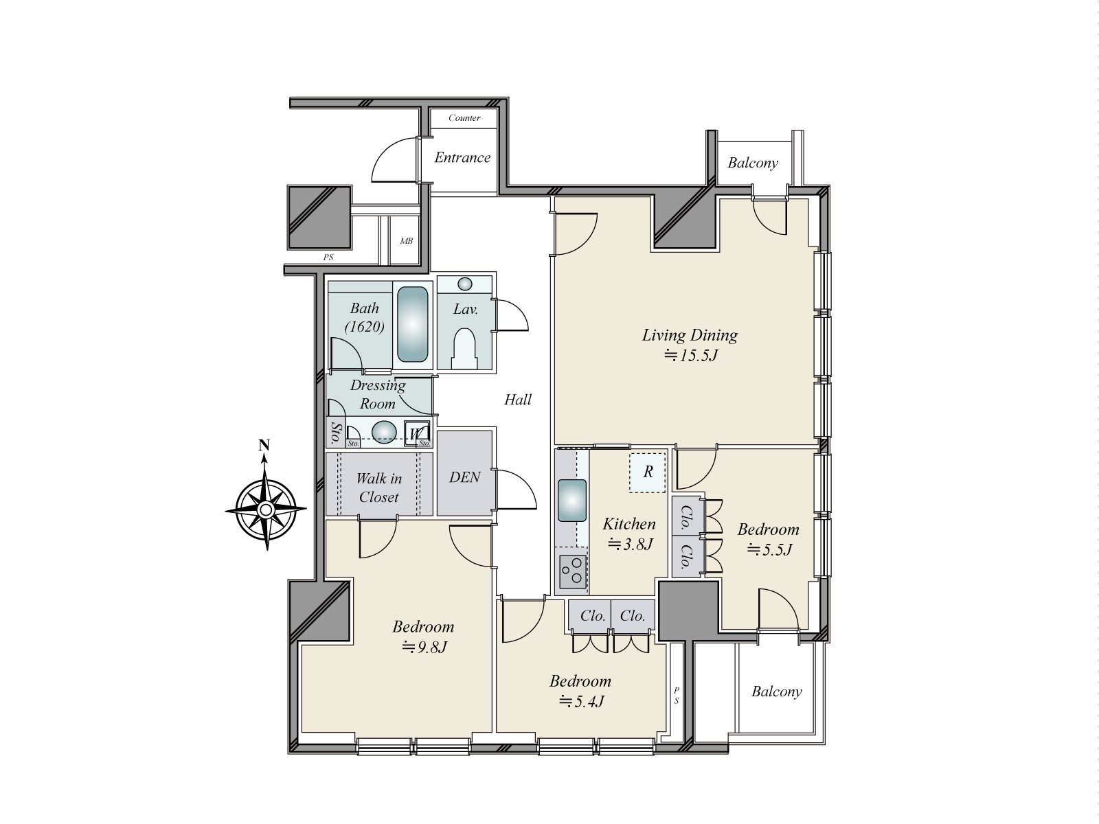 3LDK of the Southeast corner