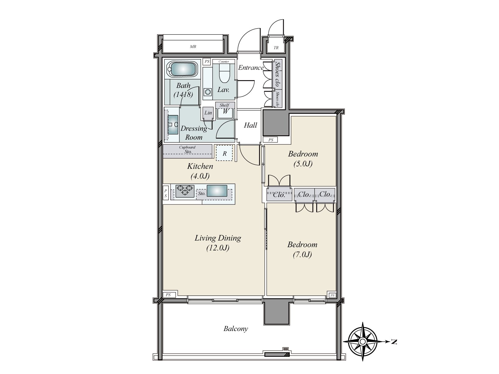 64.76 square meters of /2LDK