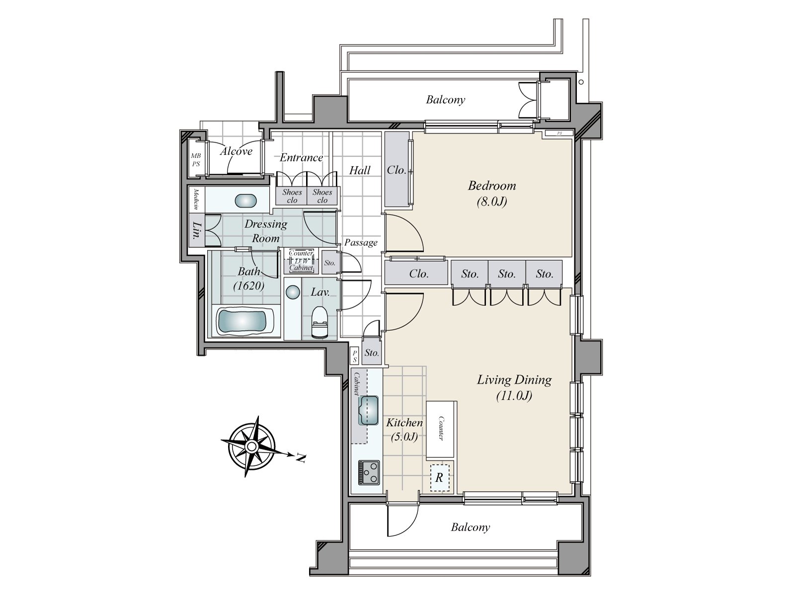 The Plan that the ventilation with the opening is good for the East ･ West ･ Hokusan direction