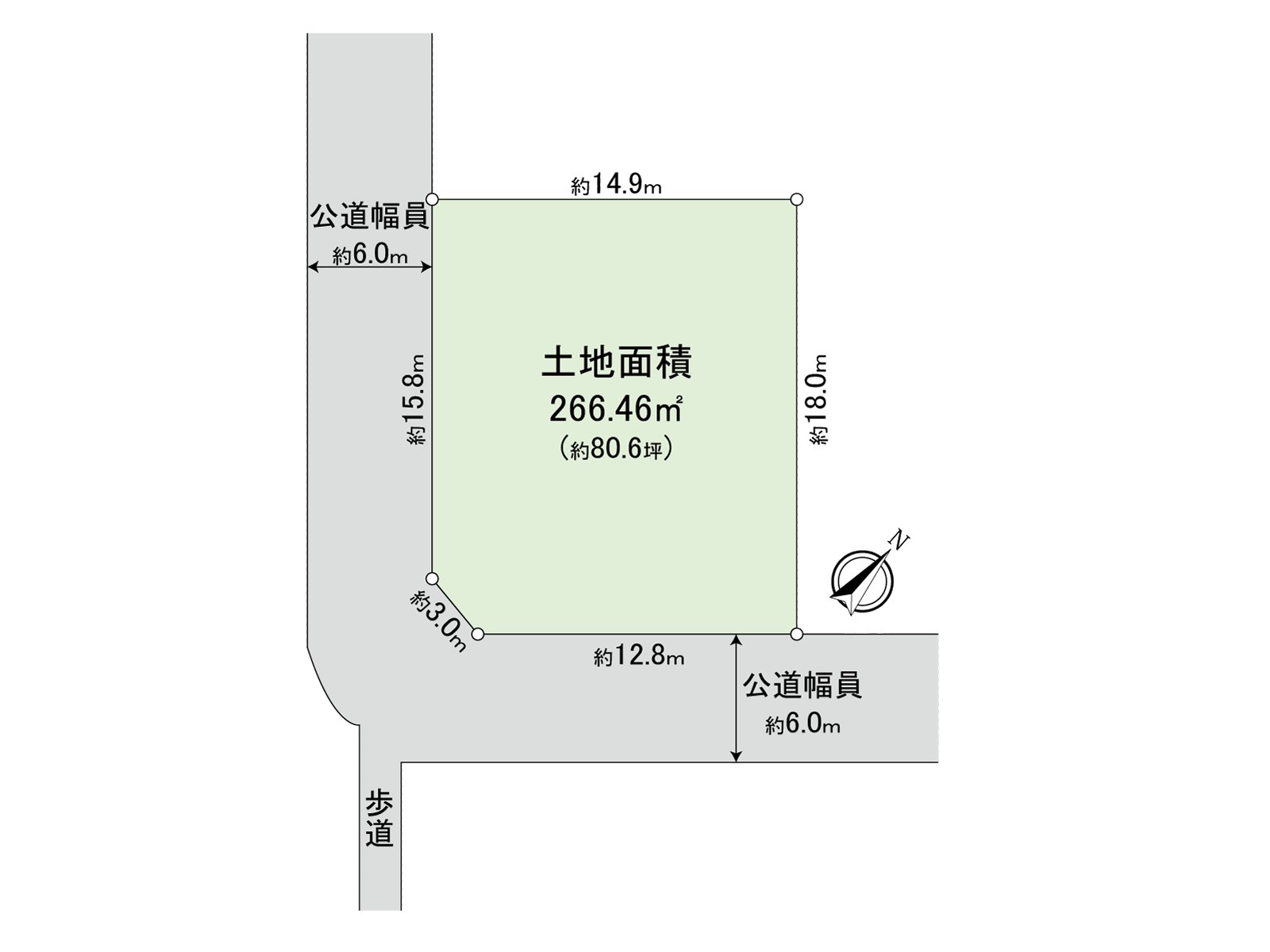 可以交錯的幅員約6m的角地