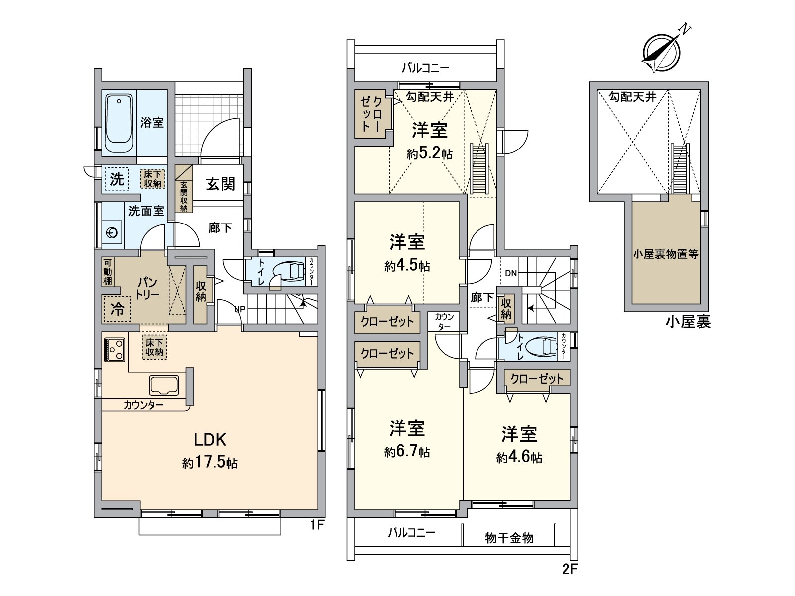 3LDK of about 99.22 square meters of total floor area. The Plan change is possible to 4LDK, too (separately expense required).