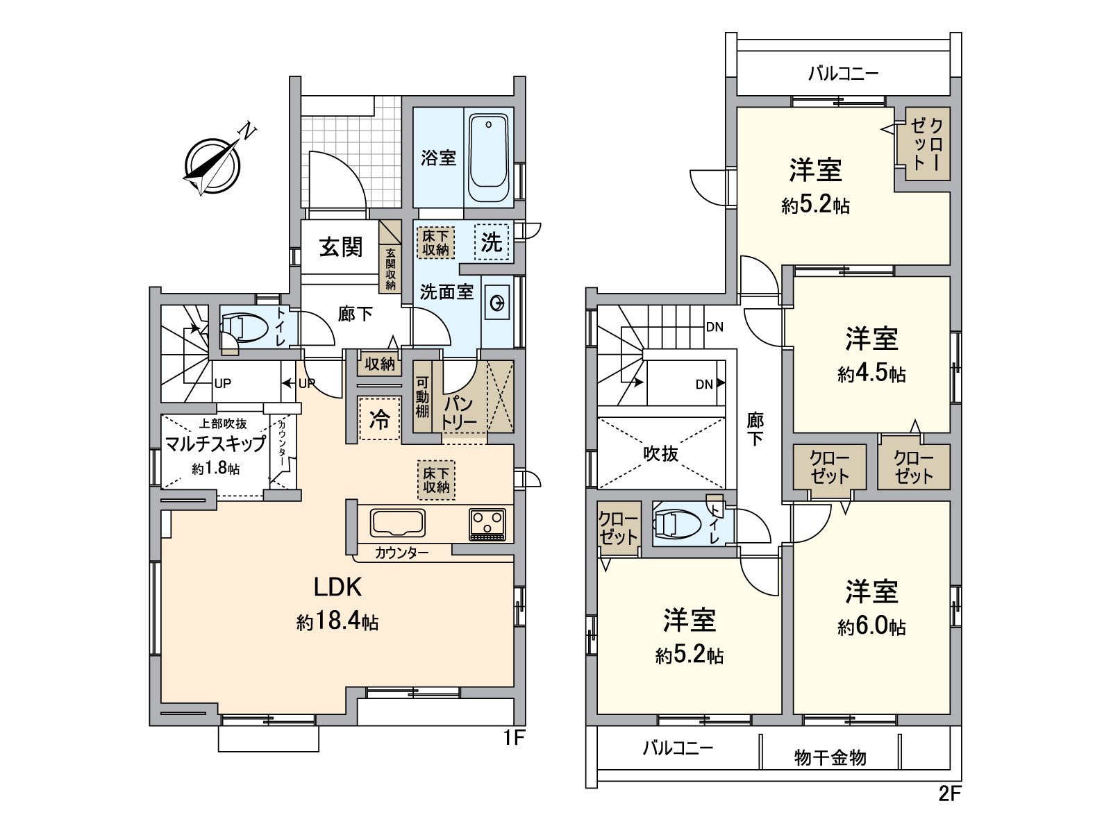建築面積約96.25平方公尺的4LDK。