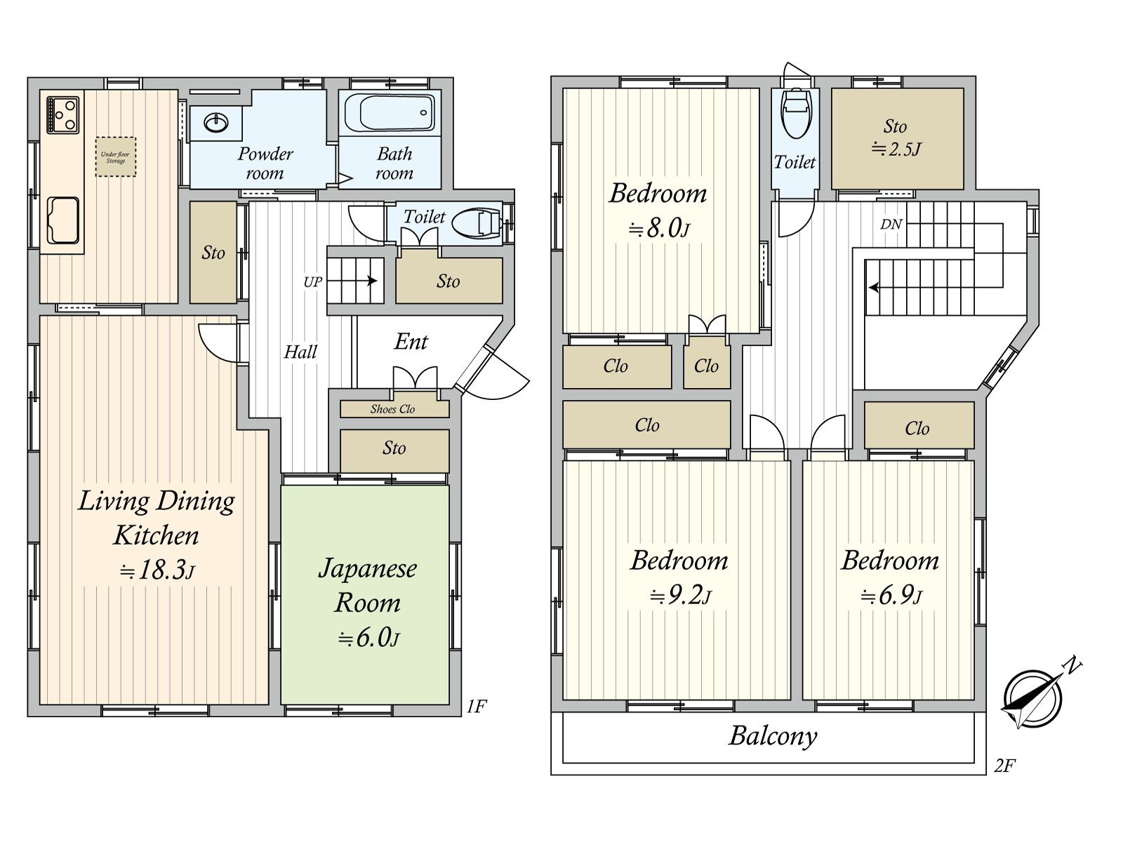 是假如是4个家族的话，分别的房间能有的4LDK的家。储藏室丰富地的收藏被准备，能有效地灵活运用住空間。