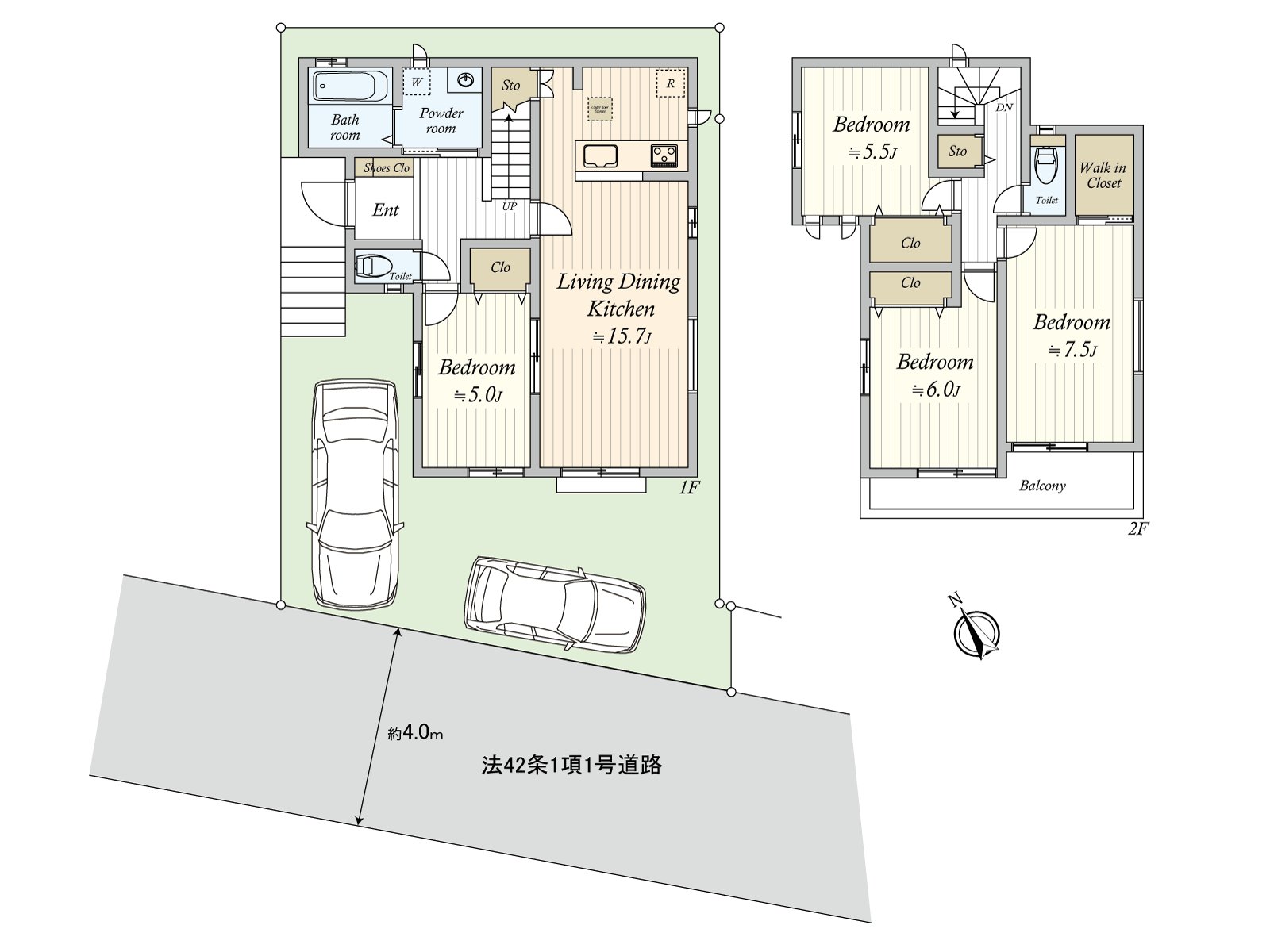 2025年12月築的新建房屋2層樓"4LDK。"為全居室收納，能和感覺清醒渡過。具有2份的停車位(依靠車型)。