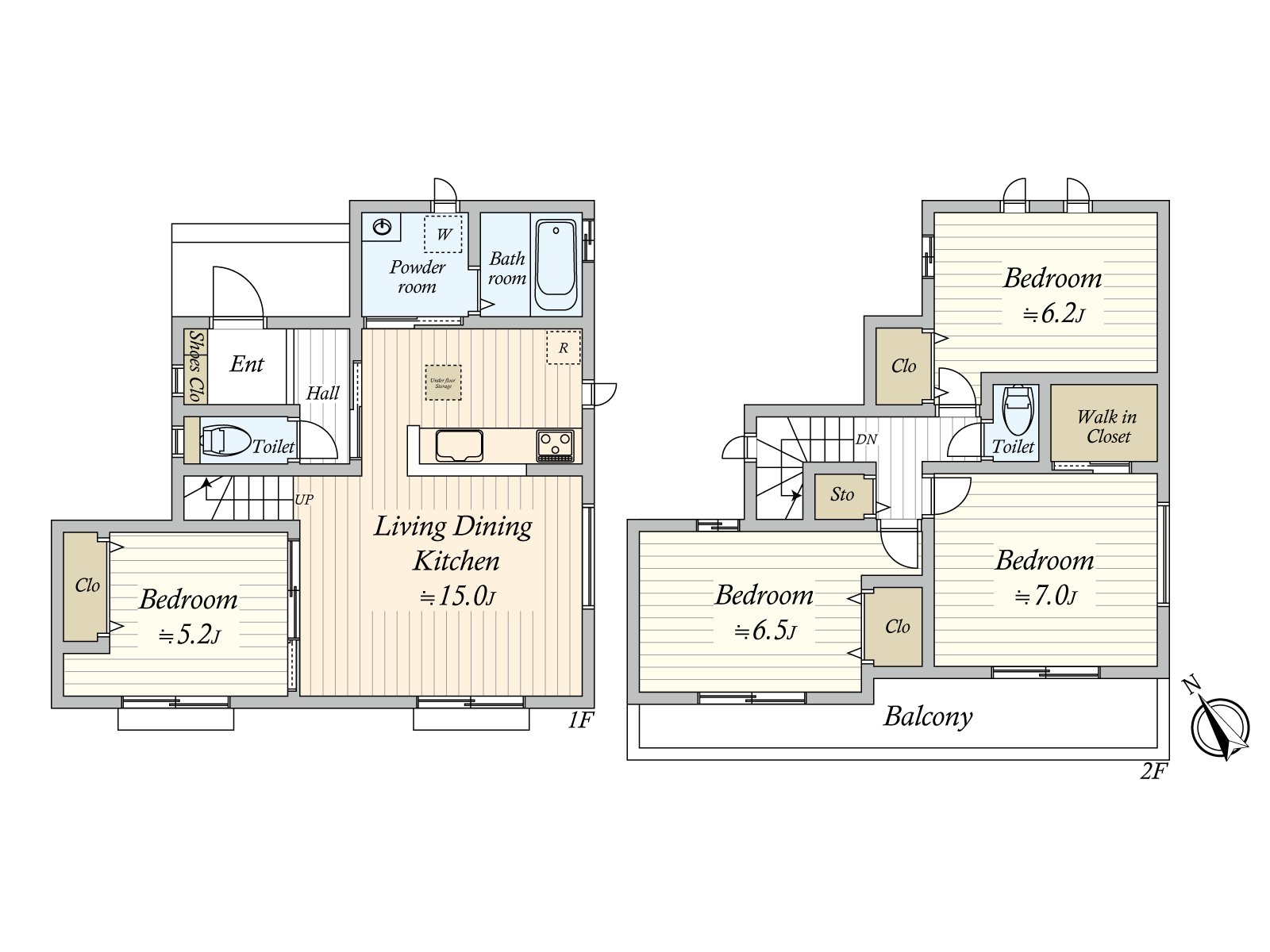 洗臉室被在廚房的背面設置，是被對家務流跡線考慮的房型設計。在LDK和鄰接的西式房間，可以到底利用。約20.2張塌塌米舒適變成某一個空間。