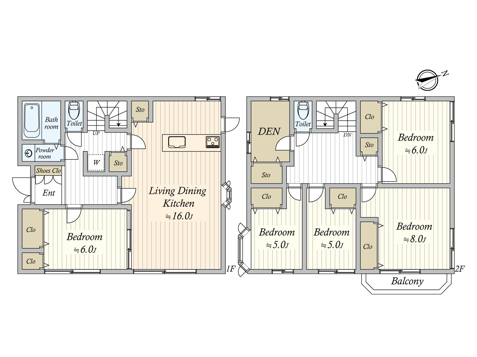 LDK about 16.0 quires. A Western-style room more than six quires is Plan placed three rooms. As storage space is in the all rooms, I can use the house space effectively.