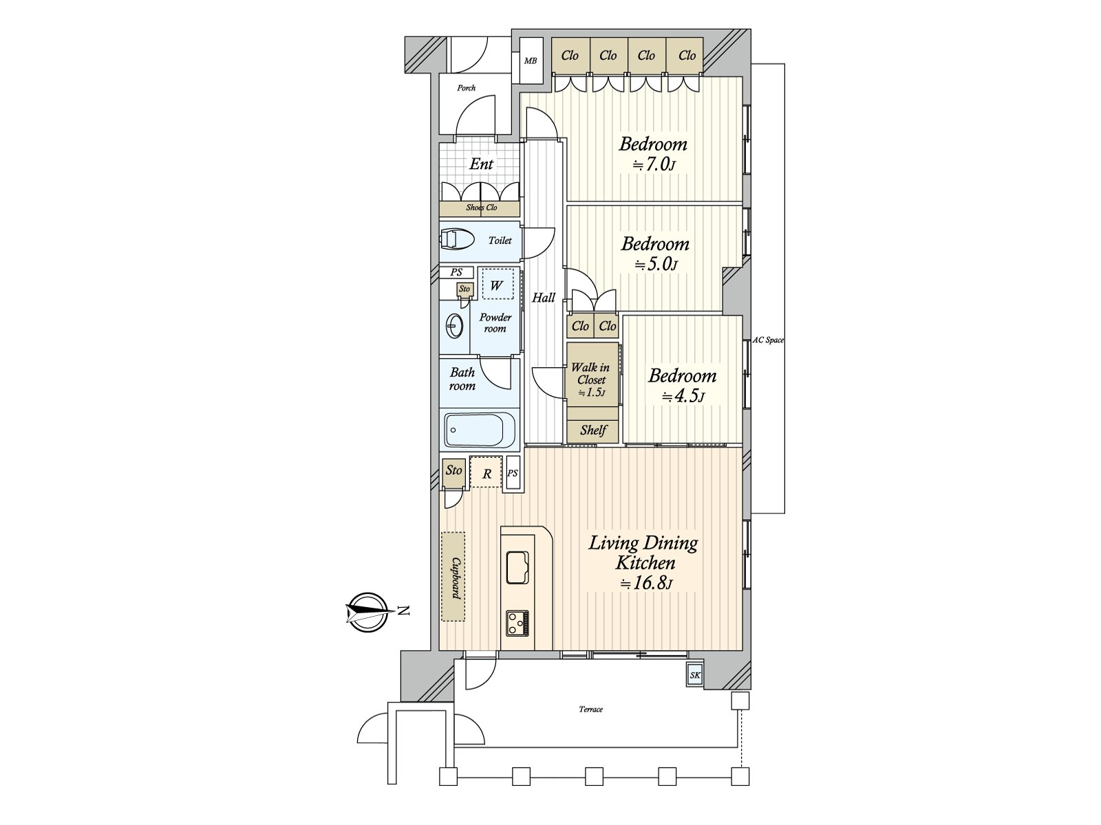 是包括步入式衣帽间在内的丰富的收藏被准备的家。能广泛地确保住空間。