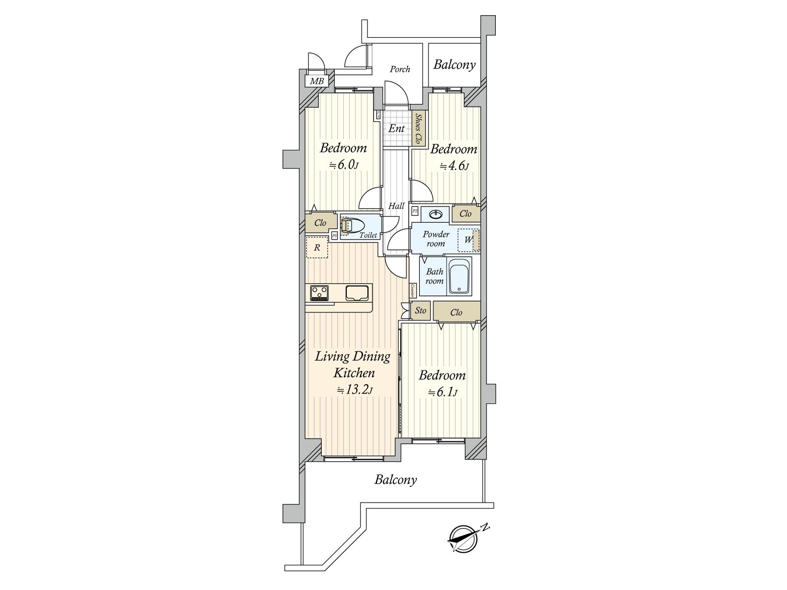因为全居室有存储空间所以能和感觉清醒保持住空間。在LDK和邻接的西式房间(约6.1张塌塌米)，可以到底利用。约合计19.3张塌塌米舒适变成某一个空间。
