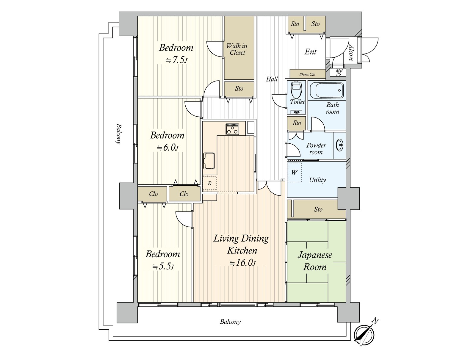 All rooms is a house with a feeling of opening facing the terrace. Storage space including WIC and the corridor storing is established abundantly.