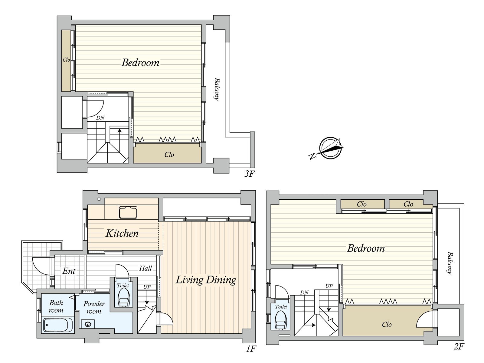 2LDK of Reinforced Concrete 3 stories. As it is all rooms Southwest Orientation, exposure to the sun is good. The kitchen is the 2WAY specification that can go in and out of living and a corridor.