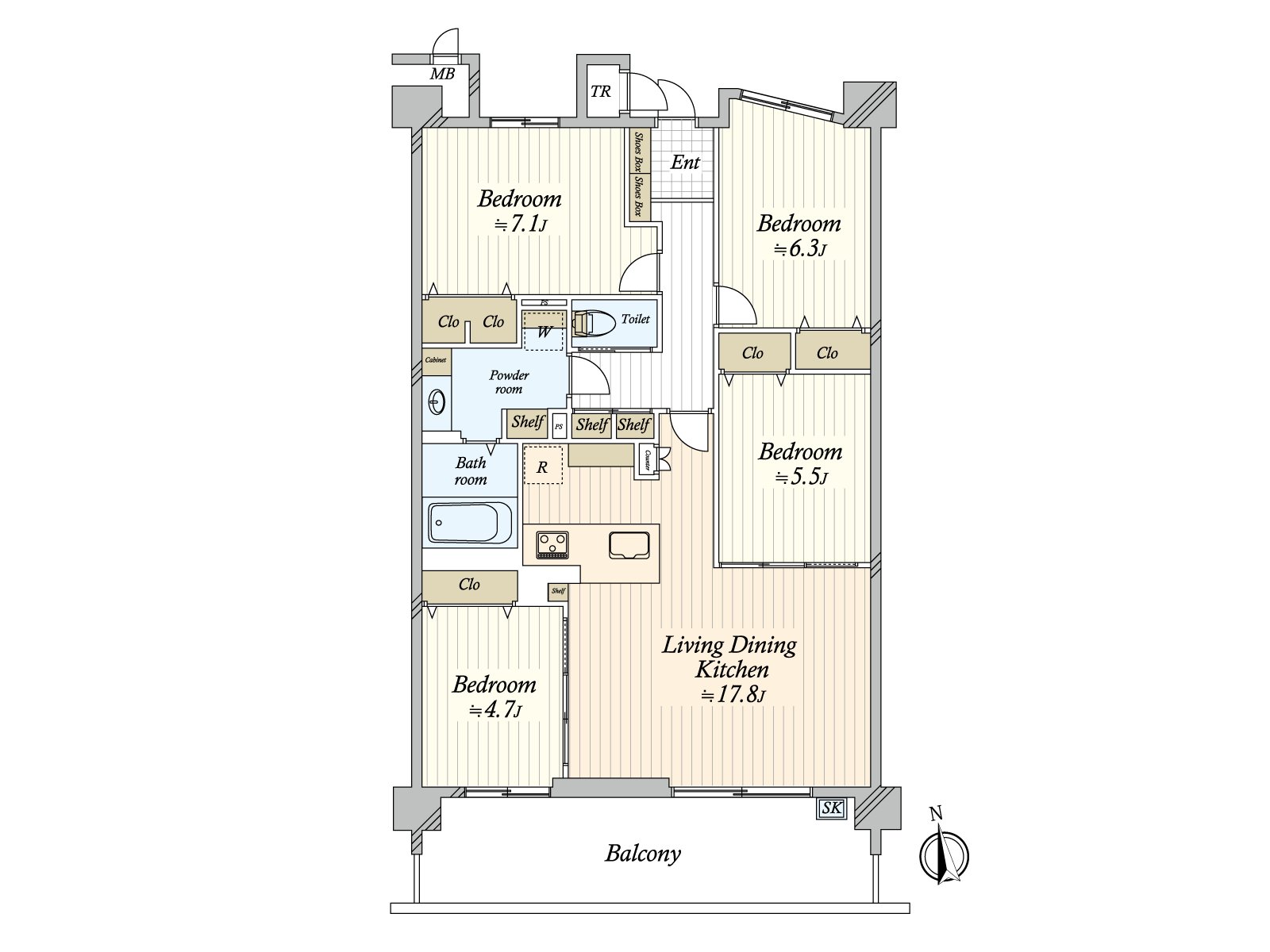 It is space "4LDK" of the area to be dwelling unit. It has been reformed the interior including the place equipped with a water supply in June, 2025. I can start new life comfortably in a beautiful room.
