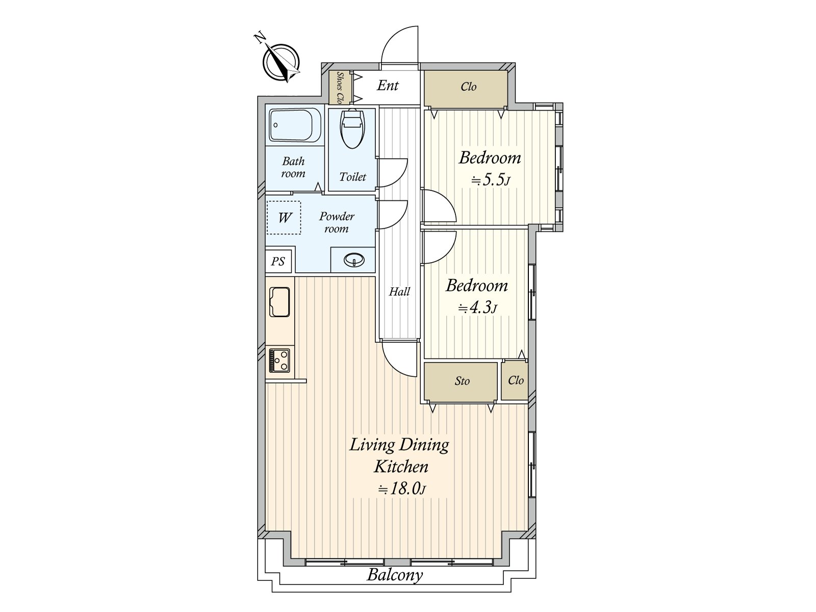 It is the opening-like corner unit that Southwest Orientation Terrace was established. In LDK, a certain about 18.0 quires of space area is secured. All rooms possesses storing, and a clear living comes true.