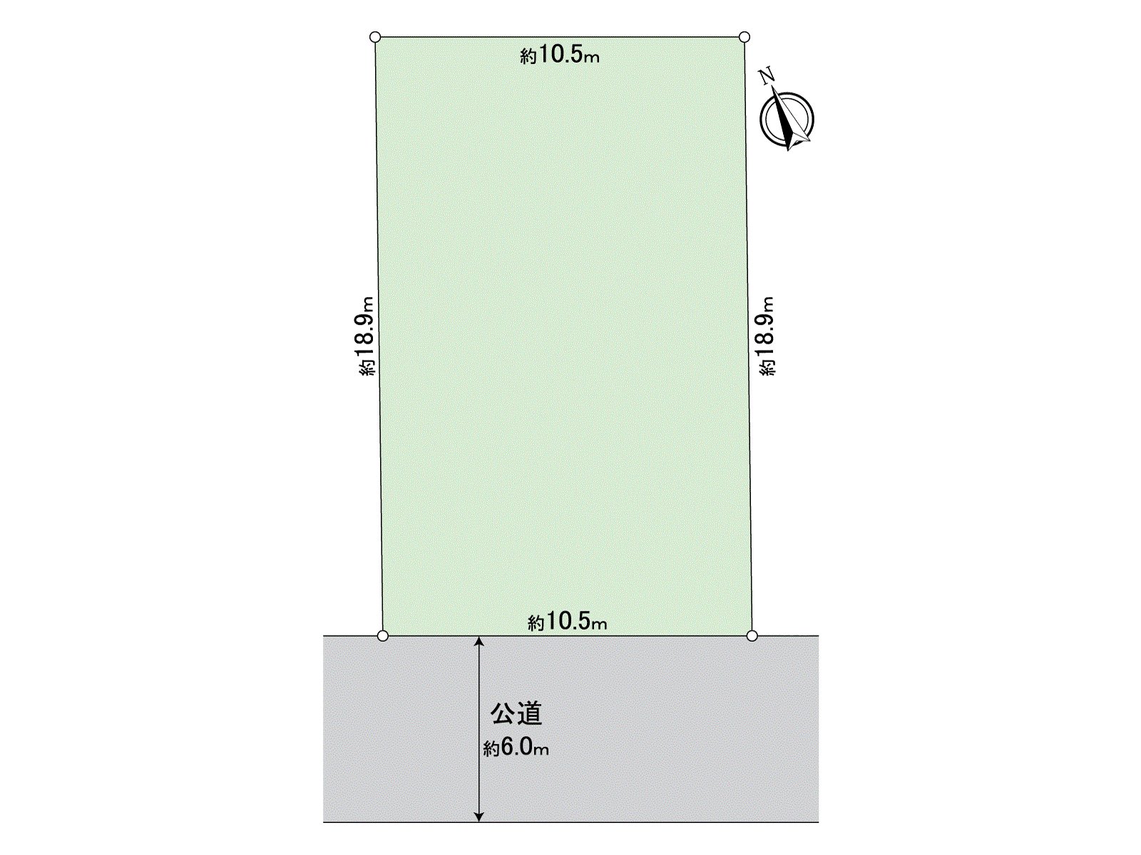 是表示用地全体的形状的区划图。能确认与邻地的距离感以及接壤道路情况。