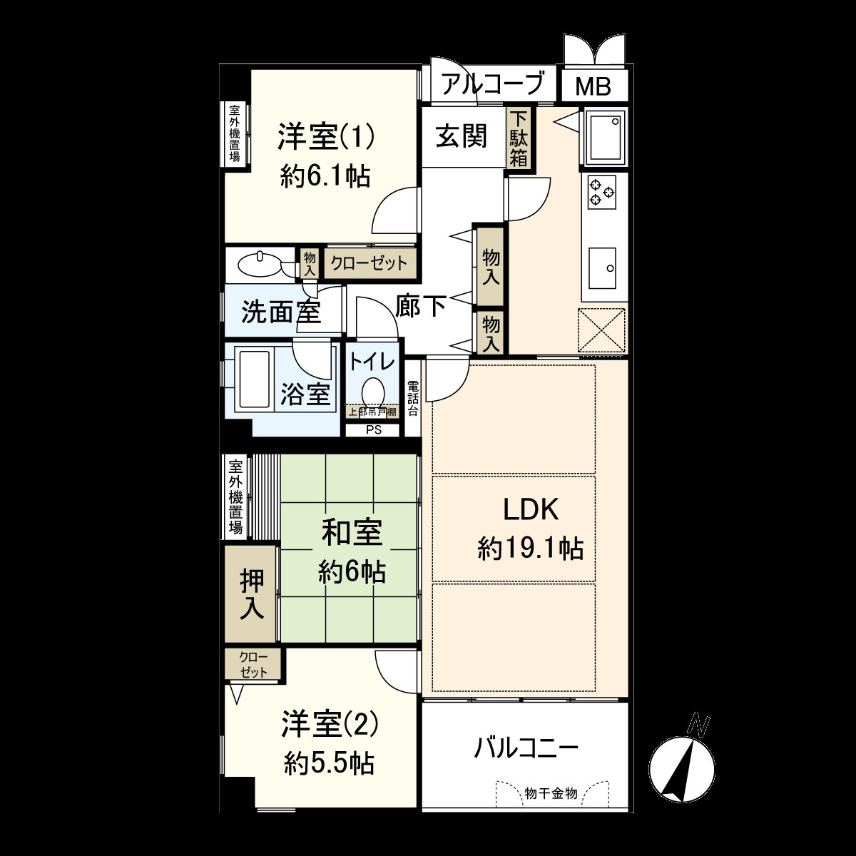 Exclusive area 83.42 square meters Southeast Orientation 3LDK