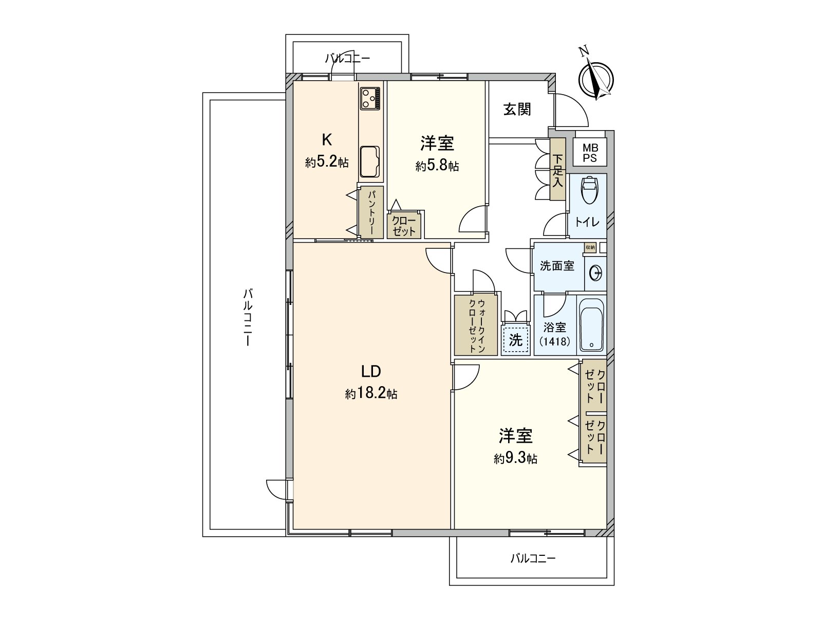 Floor plan ※Plan is changeable to 3LDK, 別途費用有 (please confirm the details until charge)