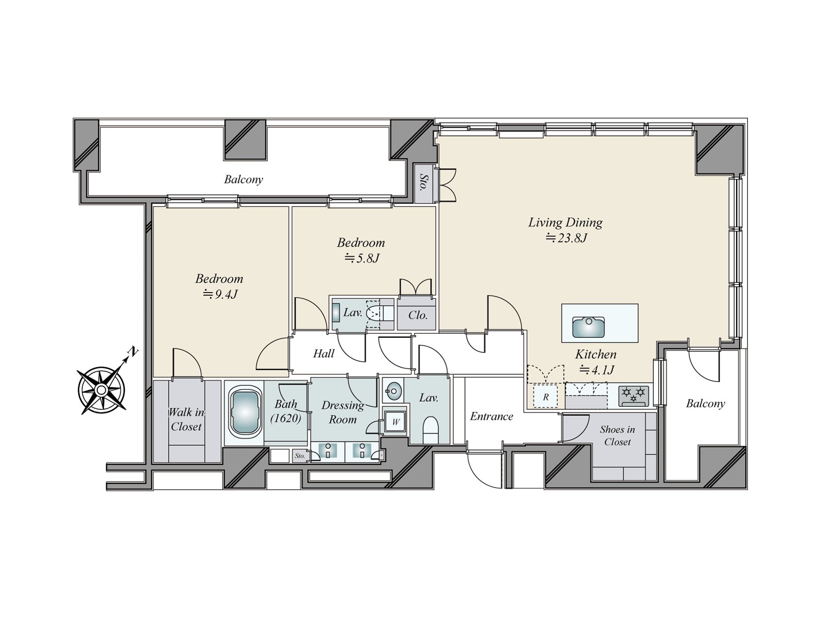 約107.48平米　2ＬＤＫ