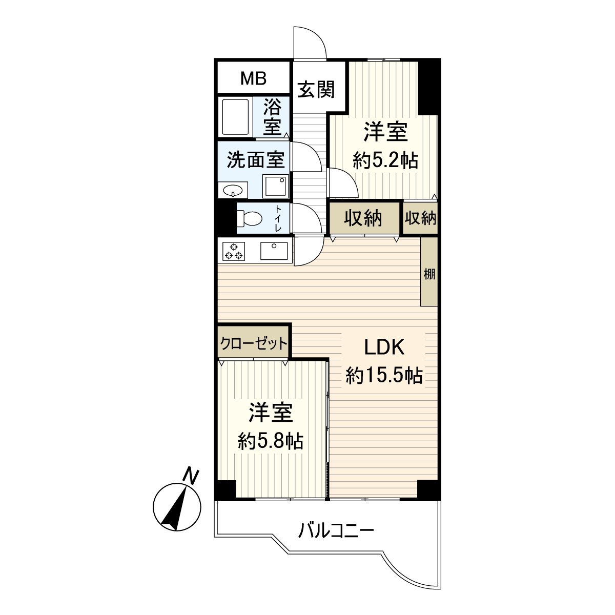 It is a room of 2LDK located in the 14-story 6th floor part.