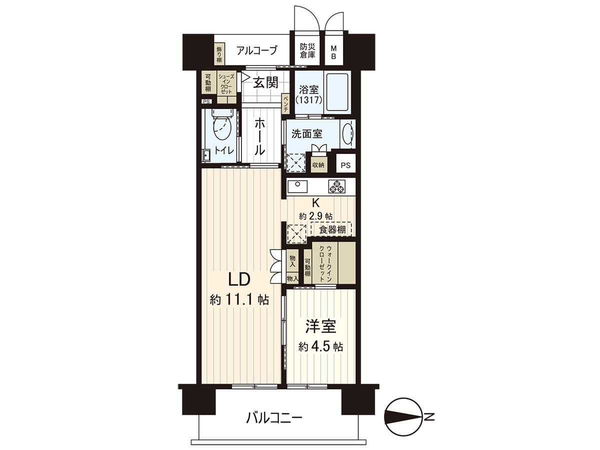 It is a room of 1LDK located in the 12-story 11th floor part.