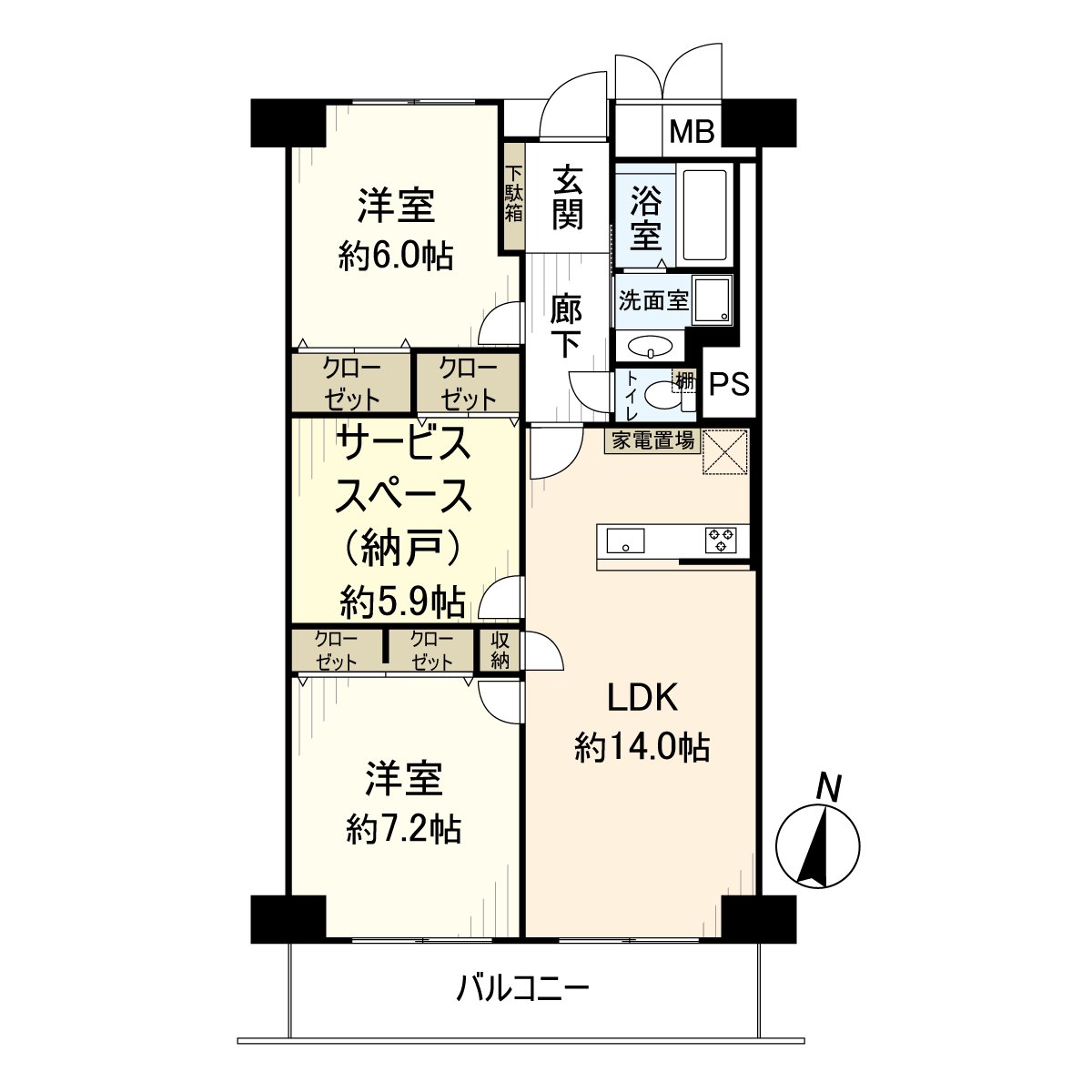 是位于13层楼9楼部分的2SLDK的房间。