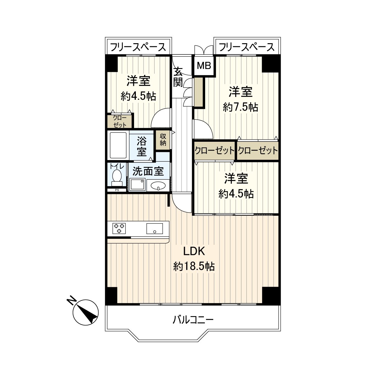 It is a room of the 3LDK located in the 11-story 10th floor part.