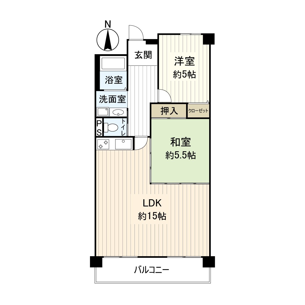 It is a room of 2LDK located in the 11-story 5th floor part.