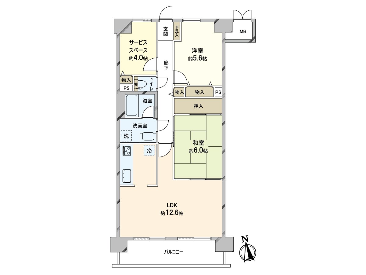 It is a room of 2SLDK located in the 8-story 4th floor part.