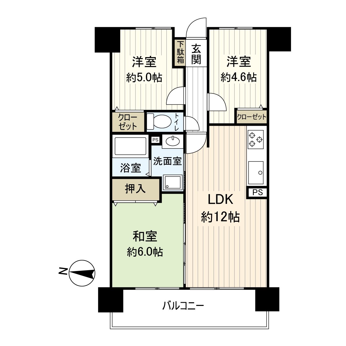It is a room of the 3LDK located in the 11-story 5th floor part.