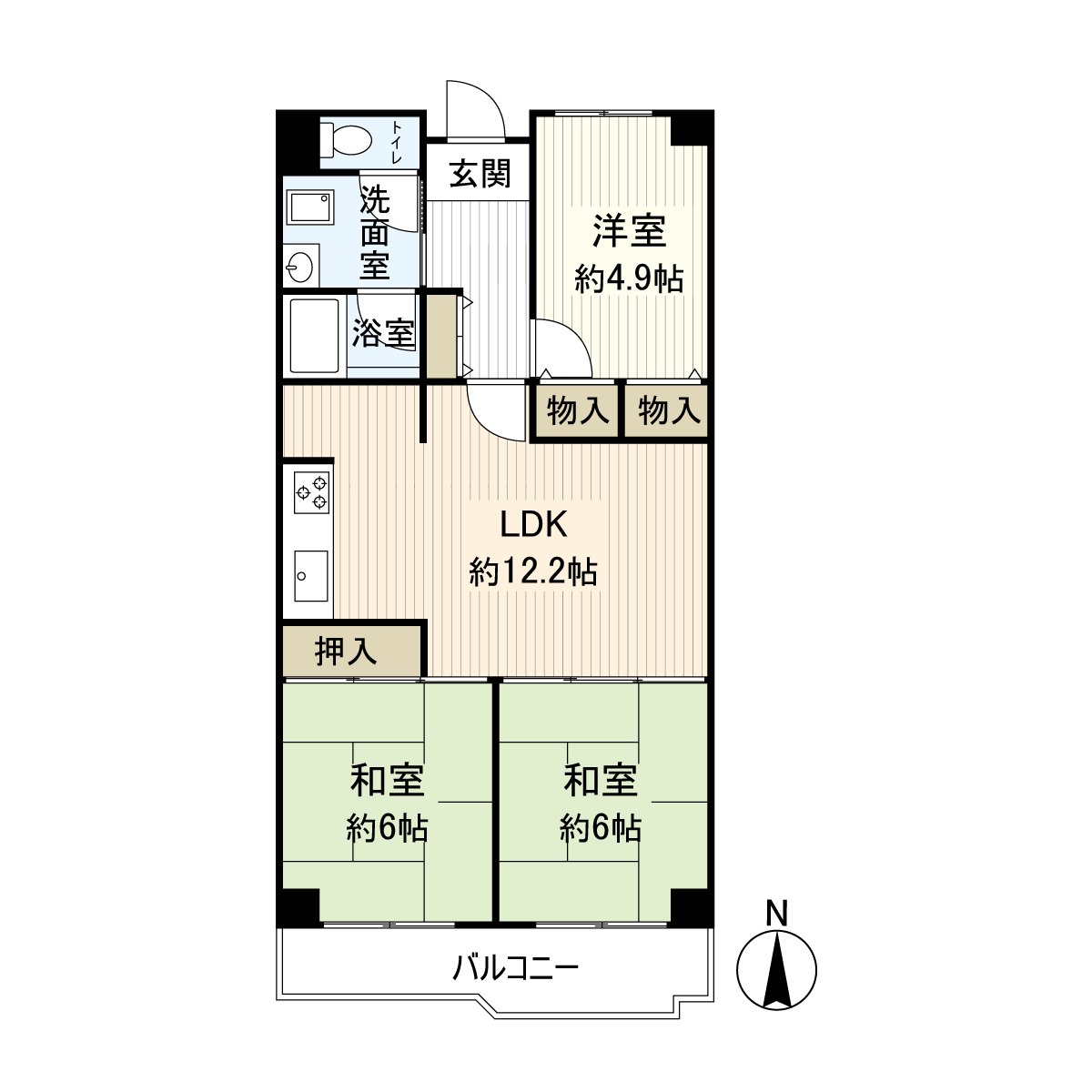 是位於11層樓4樓部分的3LDK的房間。