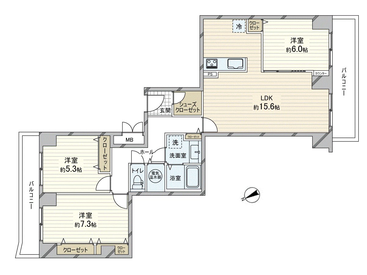 3LDK type of the 26th-floor part