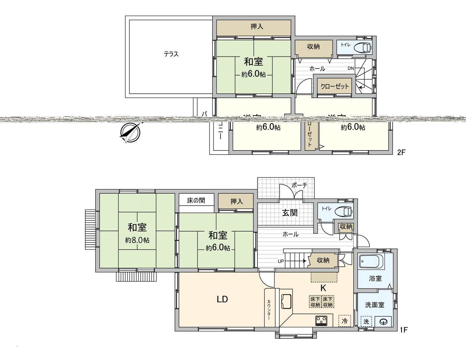 1996 July total floor area: It becomes 113.03 square meters (about 34.19 tsubo) of Plan 5LDK.