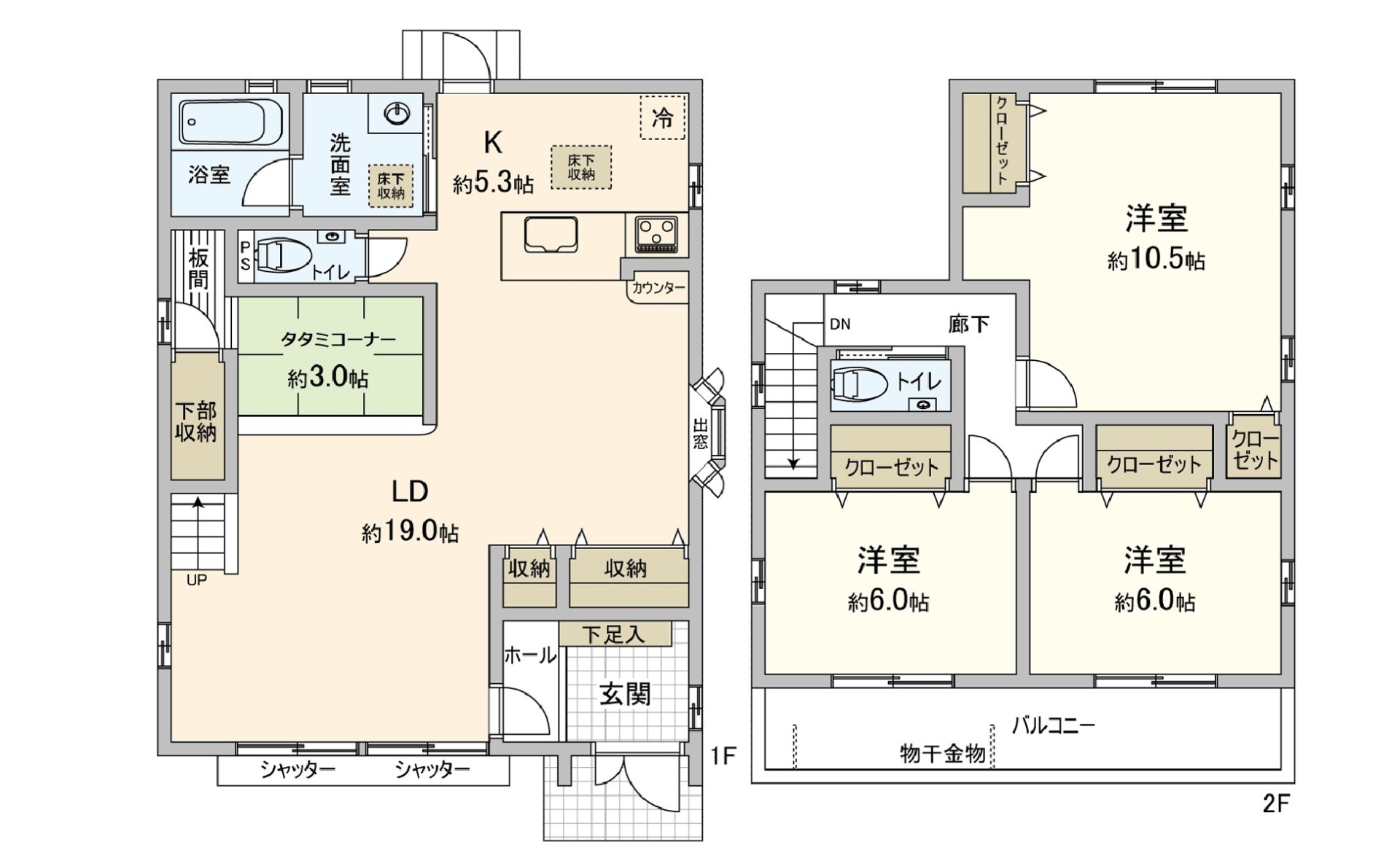 It is the floor plan which showed a layout of the whole Properties. I am useful for a line of flow and the lighting. The single-family house appearance of the Facing South. There is the entrance in the hill site, and exposure to the sun and a feeling of opening are felt.