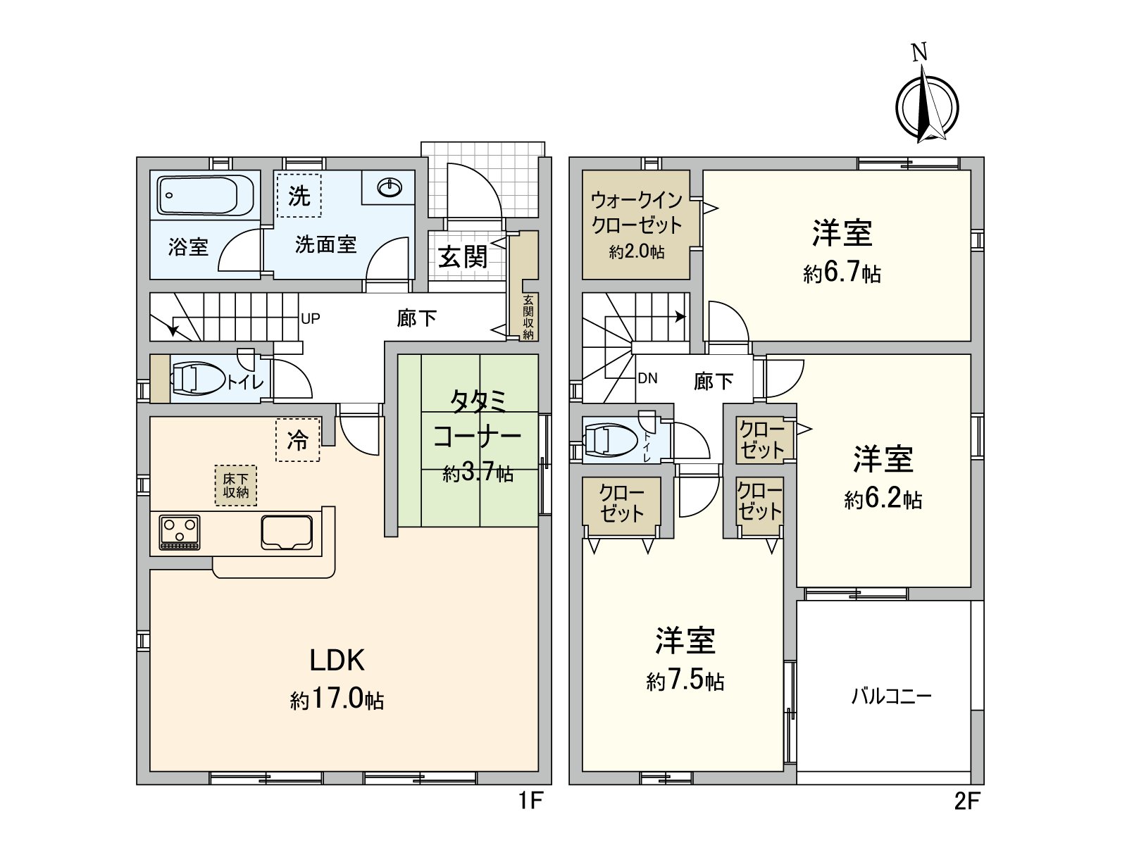 Floor plan, a walk-in closet is Layout of the storing-rich 3LDK. The surrounding environment is the location that is convenient for everyday shopping. For property details or inquiries, please feel free to contact us.