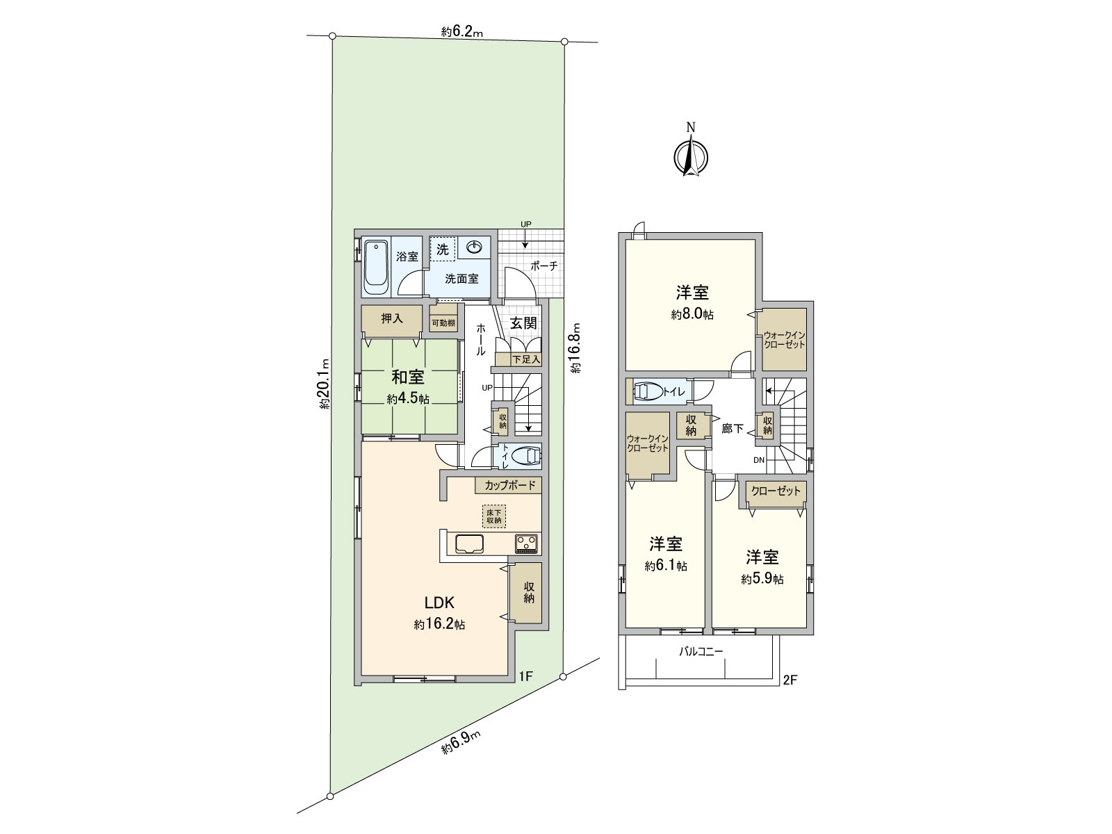 是4LDK+步入式衣帽间的容易使用的房型。
