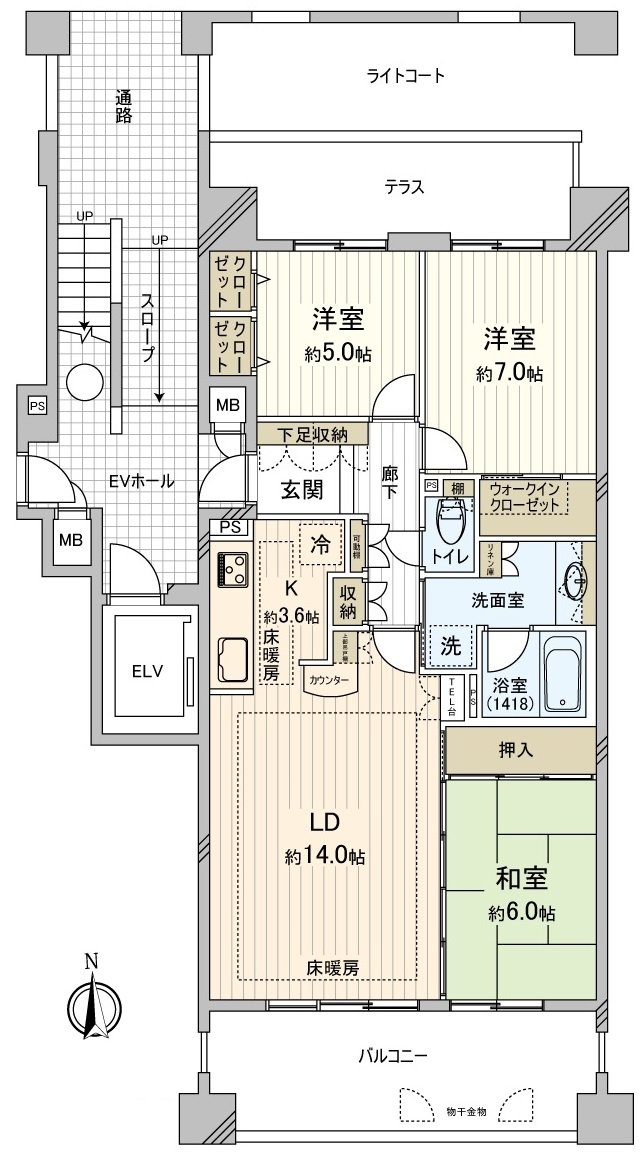 是表示全体房源的版面设计的房型图。对流迹线以及采光具有参考作用。