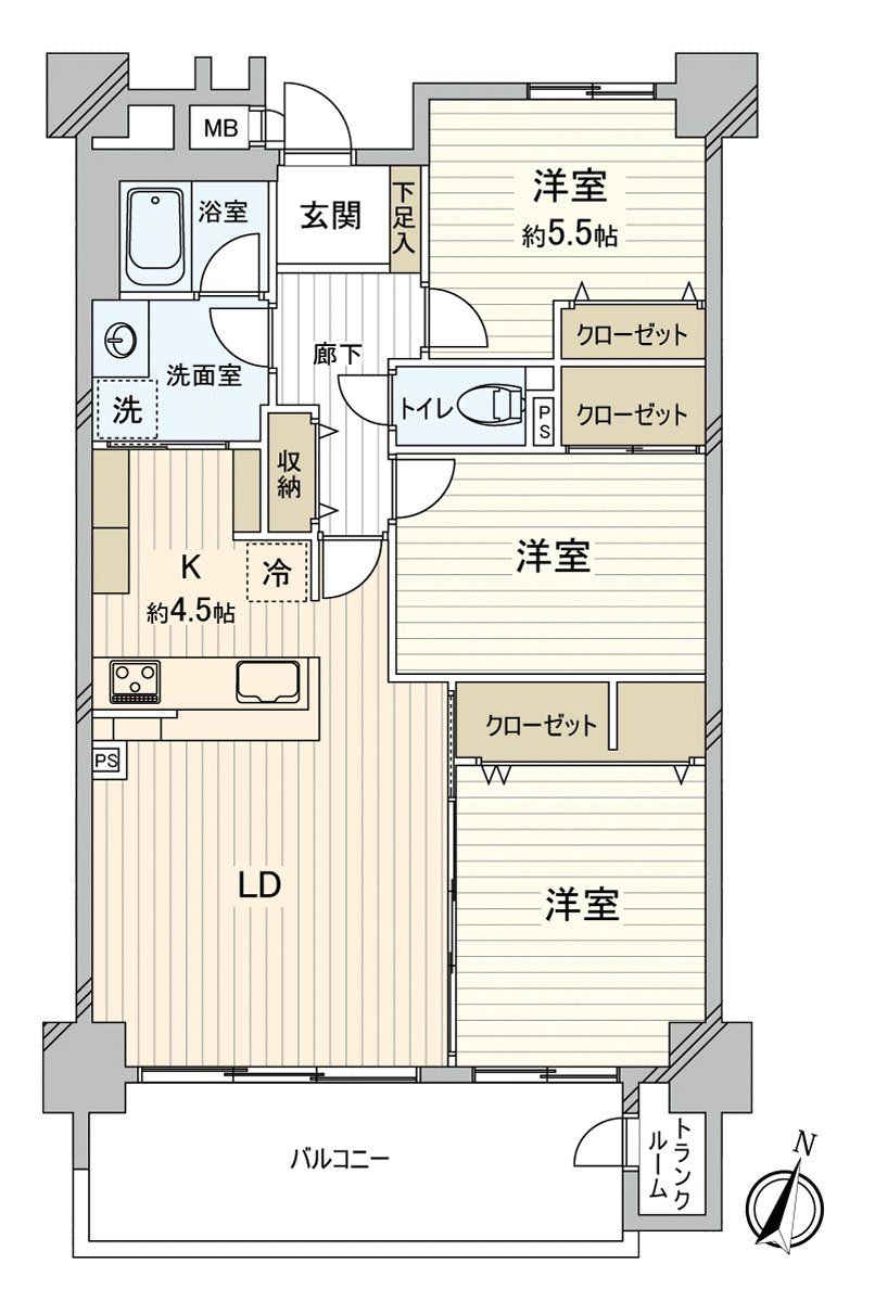 是表示全体房源的版面设计的房型图。对流迹线以及采光具有参考作用。