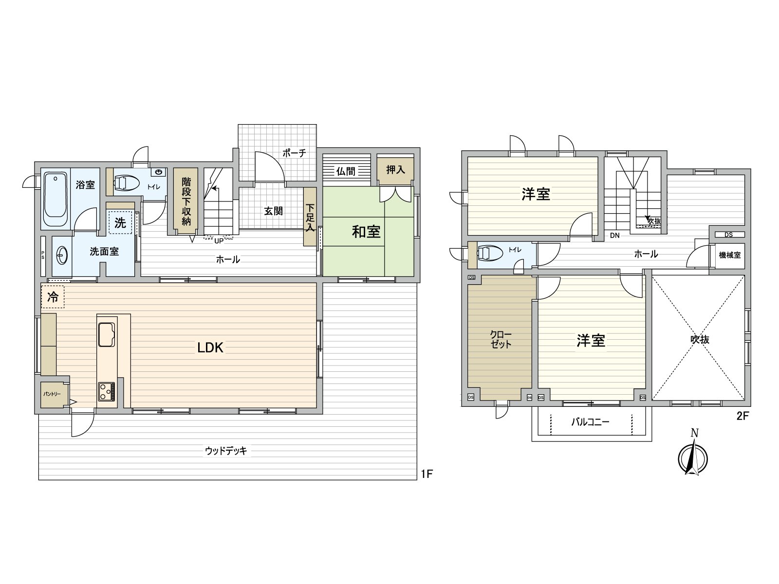 It is the 3LDK which is comfortable, and is easy to live which is nice for the family with the Wood deck.