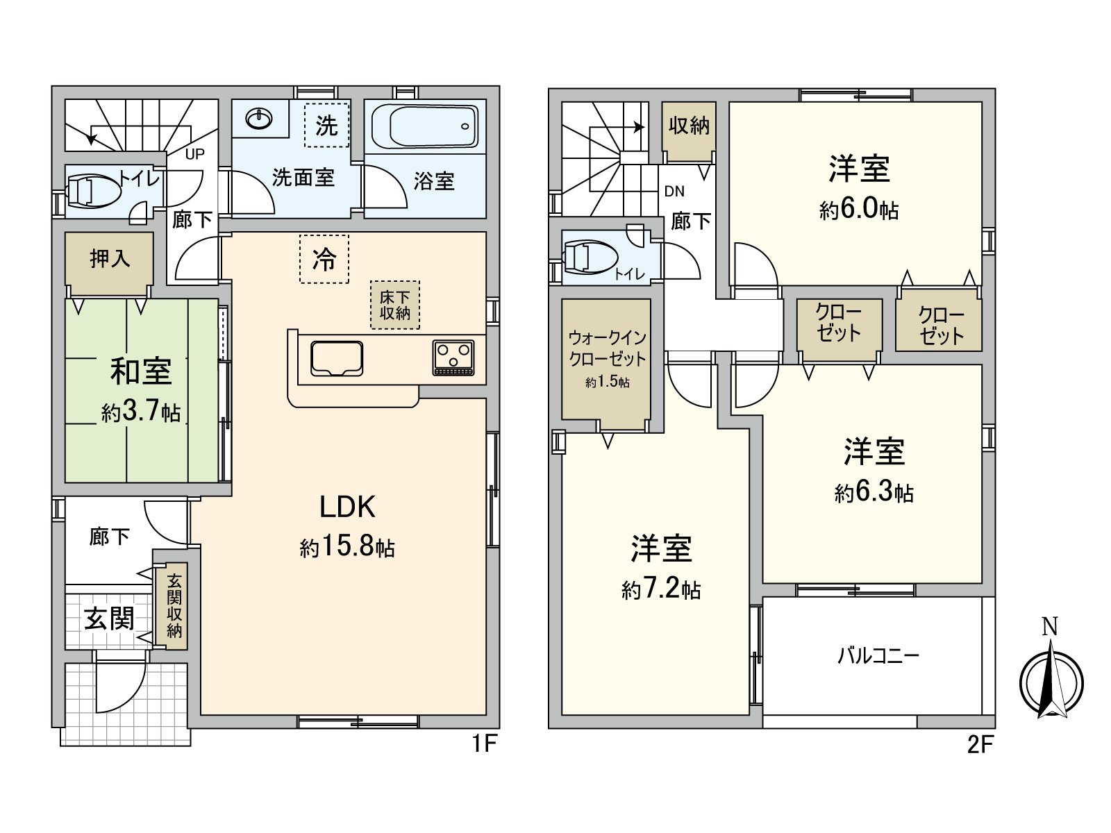 [floor plan] Plan of entrance storing + walk-in closet 4LDK on. There is it about 6.0 quires of 2nd floor all rooms or more.