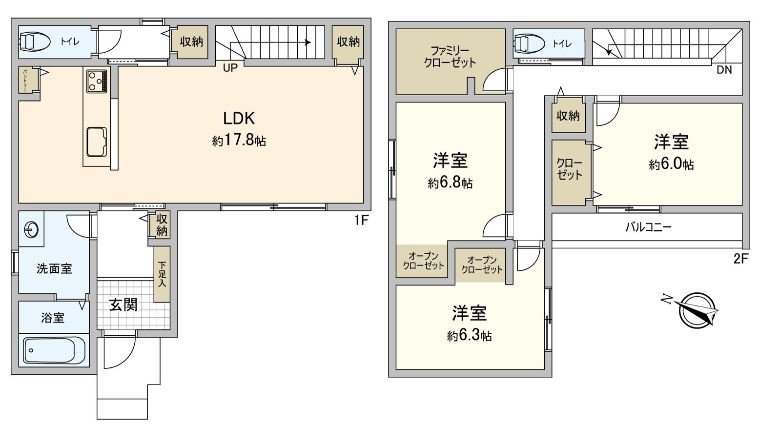 Floor plan. 3LDK+ pantry +FCL. I can confirm overall placement.