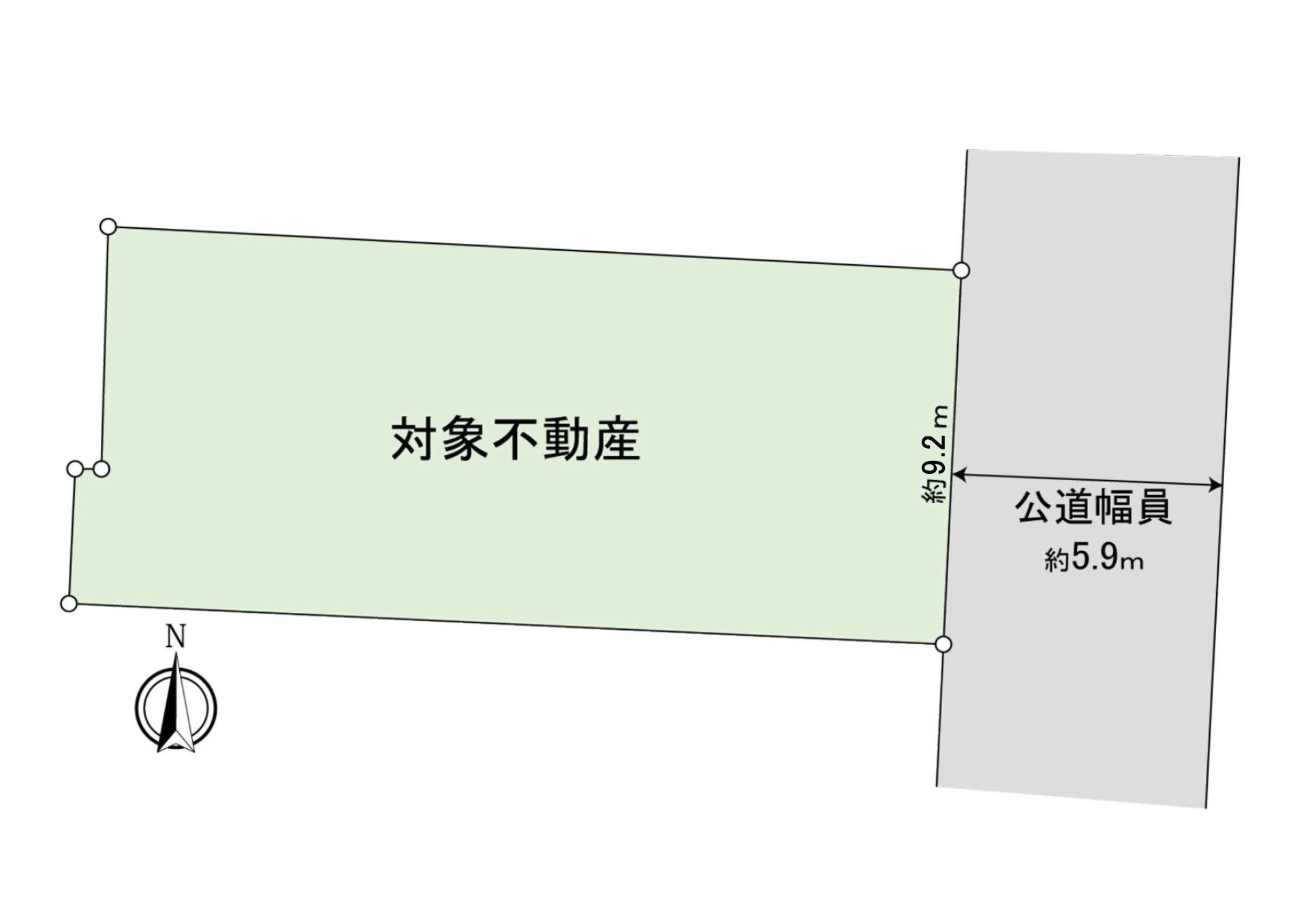 About 175.35 square meters of Land area (about 53.04 tsubo)