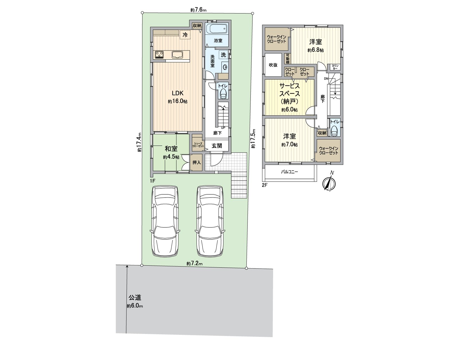[平面圖]3LDK+非居室(約6.0張塌塌米)的房型。建築面積100.84平方公尺
