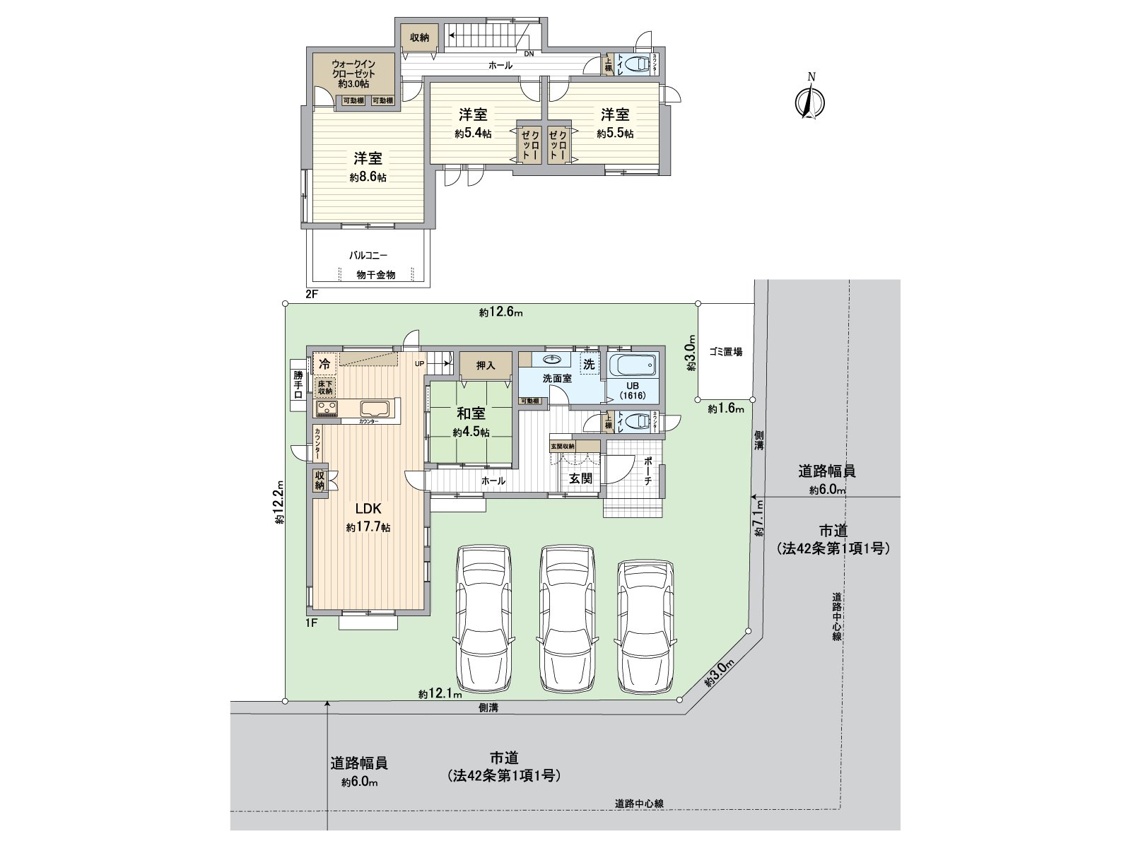 建築面積：110.13平方公尺(約33.31坪)土地面積：約17.7張塌塌米167.91平方公尺(約50.79坪)2層的4LDK LDK