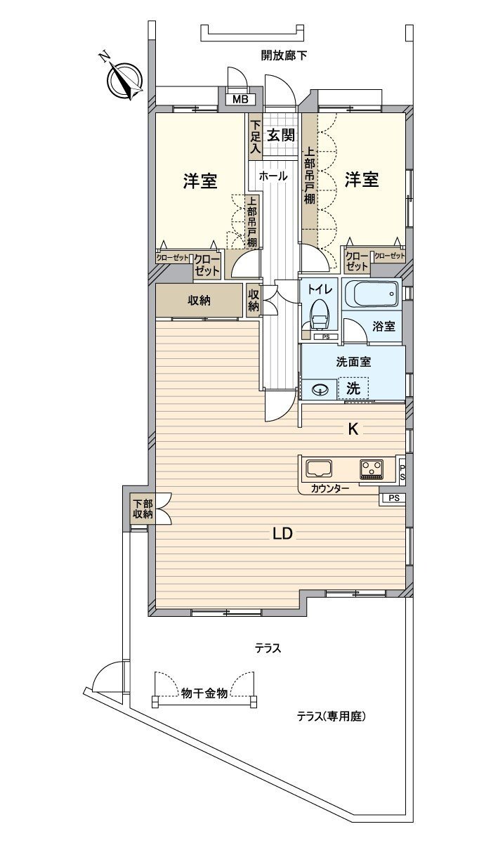 [房型图]从属于2LDK+露台(院子)(专用院子面积10.86 Terrace面积20.09平米、平米)